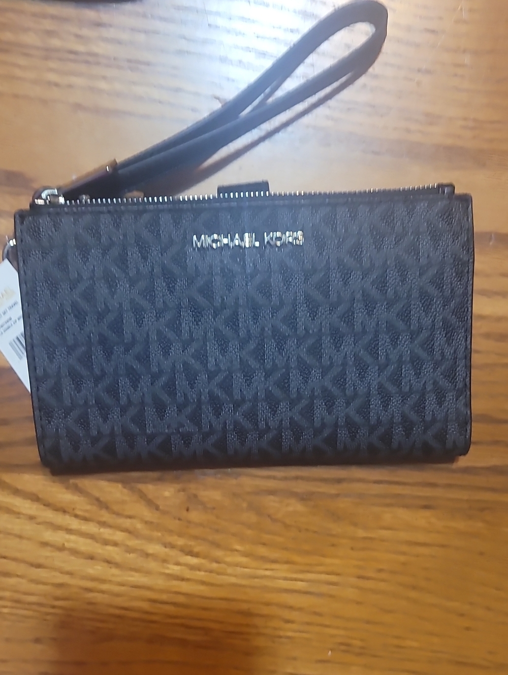 Michael Kors Black MK Logo Wristlet Wallet